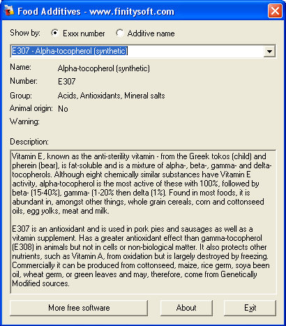 FinitySoft Food Additives 1.0.3.538 full